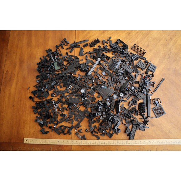 2 lbs. Pounds 8oz Mixed Lot Lego Bulk Black Bricks Pieces Plates Blocks - Picture 1 of 16